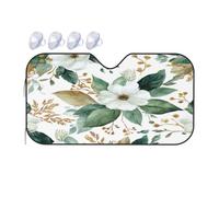 KSIDOV Windshield Sunshade for Cars Auto Truck Van RVs,Gold Sage Green Spring Eucalyptus Leaves Floral Car Front Windscreen Sun Shield Foldable Sun Visor,140x76cm