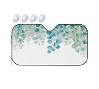 KSIDOV Windshield Sunshade for Cars Auto Truck Van RVs,Watercolor Sage Green Hanging Eucalyptus Leaves Car Front Windscreen Sun Shield Foldable Sun Visor,140x76cm
