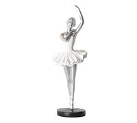KSIEE 10.8 inch Ballerina Girl Figurines Ballet Dancer Statue Art Sculpture Figure Resin Home Decoration Desk Ornament, Statuette for Your Desk/Dinning/BookshelfTable (Silver, B)