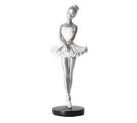 KSIEE 10.8 inch Ballerina Girl Figurines Ballet Dancer Statue Art Sculpture Figure Resin Home Decoration Desk Ornament, Statuette for Your Desk/Dinning/BookshelfTable (Silver, A)