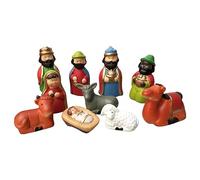 KSIEE Christmas Nativity Set, 10Pcs Jesus Birth Resin Figures Kit, Small Figurines for Nativity Scene, Religious Gifts, Kids Decoration, Resin Material