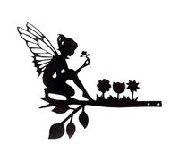 KSIEE Fairy Silhouette Statue, Metal Fairy Branch Decoration, Fairy Metal Garden Art, Cutouts Fairy Die Cuts, Elf Silhouette Decor for Trees, Fences, Walls