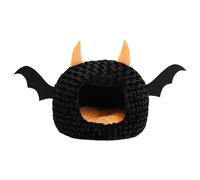 KSIEE Halloween Cat Bed, Devil Shape Kitten Bed, Happy Halloween Plush Dog Bed Mat for Small Dog Puppy Cat Kitten, Ultra Soft Short Plush, Soft Pet Bed Mattress for Whole Winter