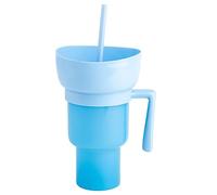 KSIEE Stadium Cups, Cup With Snack Bowl On Top, Stadium Tumbler With Snack Bowl, 2 In 1 Snack Tumbler With Straw For Cinema (Sky blue)