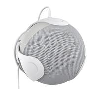 KSIEE Universal Speaker Mount, Round Shelf Organizer for Echo Dot 5th/4th Gen, Google Nest, Space-Saving Holder with Reserved Charging Port (White)