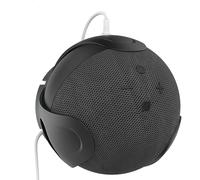 KSIEE Universal Speaker Mount, Round Shelf Organizer for Echo Dot 5th/4th Gen, Google Nest, Space-Saving Holder with Charging Port (Black)
