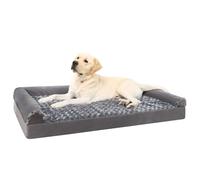 KSIIA Large Dog Bed, Orthopedic Dog Sofa Beds Couch with Removable Washable Cover, Waterproof Pet Sofa with U-Shape Bolster, Grey 88.9x55.88x16cm