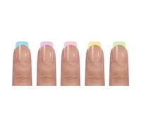Ksikdeg 150Pcs Press On Gels Fakes Nails Tips 3 in 1 Pre Coloreds French Nails Fakes Nails 14 Sizes