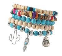 Ksikdeg Coconut Shell and Wood Bead Featuring Turquoise Stone Wrist Accessories for Everyday Stylish Look Stylish Unisex Hand Jewelry