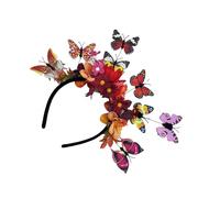 Ksikdeg Colorful Butterfly Flower Crowns Headpiece Ethnic Adjustable Hairhoop For Christmas Derby StPatricks Celebration Party TeaParty Headpiece