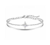 Ksikdeg Elegant Double Layer Star Zircon Bracelet Contemporary Double Layer Bracelet Jewelry with Eye Catching Star