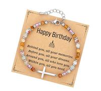 Ksikdeg Elegant Faith Bangle & Inspirational Message Card Spiritual Jewelry Present for Baptisms Confirmations Special Stone Crucifix