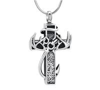 Ksikdeg Engravable Cremation Brooch With Secure Pet Ashes Urn & Chain Oxidation Rustproof Steel Pet Ashes Owner Religious Jewelry