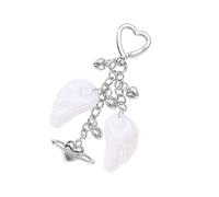 Ksikdeg Fashion Angel Wing Keyring Stylish Bag Ornament Heart Charm Compact Keychain For Travel Essential Practical Metal Keychain