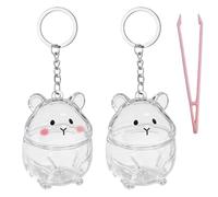 Ksikdeg Miniature Pet Hair Keepsakes Keychain Clear Display Case Portable Hamster Furs Holders Memory Preservations Accessories Home Decors Pet Hair Charm