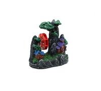 Ksikdeg Moving Waterfall Mountain Resin Aquarium Decoration Natural Underwater Terrain Scenery For Water Life Tanks Aquarium Landscape With Flowing Waterwheel