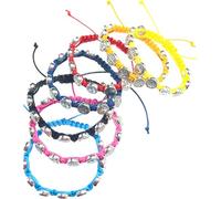 Ksikdeg Pack Of 12 Adjustable Benedictines Medals Bracelets Woven Adjustable Wristchains Spiritual Jewelry for Men