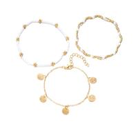 Ksikdeg Stackable Anklet Multilayer Beach Jewelry with Seashells Starfishes Bead Comfortable Alloy Vacation Footwear Accessory Beachwear Shell Anklet