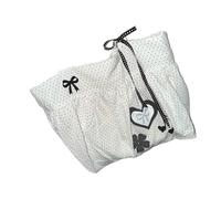 Ksikdeg Stylish Dot Print Canvas Shoulder Bag With Bows Accent Roomy Interior Comfortable Wide Strap Daily Carry Lightweight Commuters Friendly Shoulder Bag