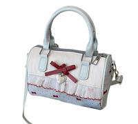 Ksikdeg Stylish Dot Shoulder Bag With Bows Decors Detachable Strap Spacious Compartment Practical PU Handheld Purse Compact Portable Crossbody Purse