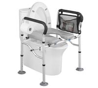 KSITEX Raised Toilet Seat,Toilet Seat Risers for Elderly,Handicap Elevated Toilet 400lbs Seat with Handles&Padded Seat,Commode Chair with Adjustable Height &Width,for Seniors,Pregnant,Fit Any Toilet