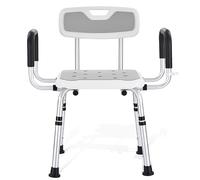 KSITEX Shower Chair for Elderly, Heavy Duty Shower Stool with 2 Settings Arms Extra-Wide and Back, 330lbs Non-Slip Safety Bariatric Shower Seat, Height Adjustable for Disabled, Adult, Pregnant