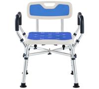 KSITEX Shower Chair for Shower, Padded Shower Seat with Arms and Back, 6-Level Height Adjustable Bathtub Shower Seat for Adults Elderly and Disabled,Non-Slip Shower Bench,Aids-Drainage Holes Blue
