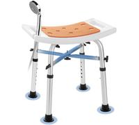 KSITEX Shower Stool Bath Chair, Height Adjustable Shower Chair with Padded for Elderly, Shower Seat with Heavy Duty Crossbar Support, Shower Stool Bath Seat for Inside Shower(No Shower Head)