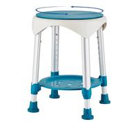 KSITEX Shower Stool for Inside Shower, Upgrade Swivel Stool Shower Chair for Elderly Seniors Adult Disabled, 360° Swivel Shower Seat for Bathroom 6-Level Adjustable Height Bath Chair Shelf
