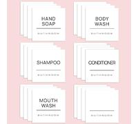 KSIWRE 24 PCS Bathroom Labels for Bottles,Waterproof Labels for Hand Soap Shampoo and Conditioner Dispenser,Bathroom Organization Label Stickers(White)