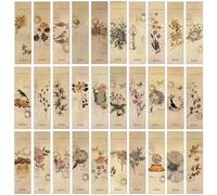 KSIWRE 30PCS Vintage Paper Bookmarks,Retro Natural Style Bookmark Set for Reading,Pretty Bookmarks for Men Teens Book Lovers