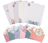 KSIWRE 36 PCS Writing Paper and Envelopes Set,Warm Floral Themed Stationary Set for Wedding Invitations Wishes,24 Lined Stationery Paper with 12 Envelops