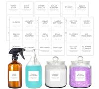 KSIWRE 36PCS White Laundry Labels for Jars,Preprinted Organization Stickers for Containers,Minimalist Waterproof Bathroom and Laundry Room Labels(2.5"x2.5")