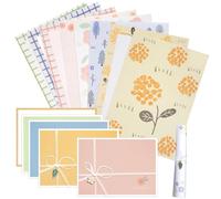 KSIWRE 48 PCS Stationery Set, 16 PCS Lined Writing Paper with 8 Matching Envelopes, Cute Floral Stationary Set for Writing Letters, Poem, Office, School Supplies