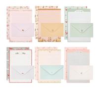 KSIWRE 54 PCS Stationery Set with Envelopes,36 Writing Paper+18 Envelopes,Cute Lined Stationery Paper for Writing Letters Invitations Poem Office School Supplies