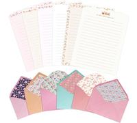 KSIWRE Stationary Set, 24 PCS Writing Paper with 12 Envelopes, Warm Floral Themed Design for Invitations, Gifts, Decorations, Parties