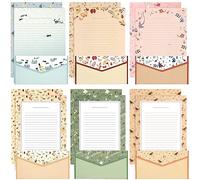 KSIWRE Stationery Writing Paper with Envelopes, Sweet Floral Style Lined Stationary Paper，36 PCS Letter Writing Paper with 18 PCS Envelopes, for Invitations Gifts Holiday Wishes