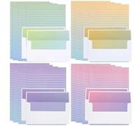 KSIWRE Watercolor Stationery Set with Envelopes, 16 Lined Paper Sheets + 8 Envelopes, Gradient Colors Stationery Paper for Writing Letter Poems Invitations Best Wishes