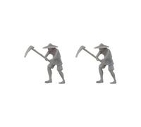 KSJOAIDDE 2 set of 1/87 Scale Farm Keeper Model Resin DIY Scene Character Model Miniature Scene Hoe 2 cm