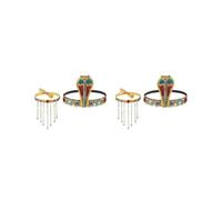 KSJOAIDDE 2 set of 2x Egyptian Costume Accessories Snake Shape Headpiece Beaded Tassel Necklace
