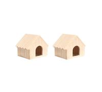 KSJOAIDDE 2 set of Hamster Wood House Hut Cage Accessories for Syrian Hamsters Lemmings Gerbils Style A