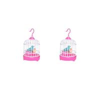KSJOAIDDE 2 set of Mini Singing Chirping Bird Toy Portable Hook for Education Home Decor Office pink