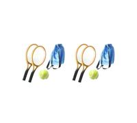 KSJOAIDDE 2 set of Mini Tennis Racket and Ball Set Crafts Cake Topper 1:12 Miniature Tennis Kit Golden 9x4 cm