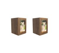 KSJOAIDDE 2 set of Pet Cremation Urn for Dogs Cats Ashes Photo Frame Casket Memorial Keepsake Brown 16x16x22 cm