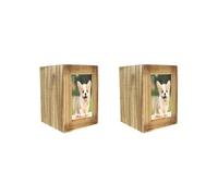 KSJOAIDDE 2 set of Pet Cremation Urn for Dogs Cats Ashes Photo Frame Casket Memorial Keepsake Wood 16x16x22 cm