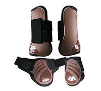 KSJOAIDDE 4Pcs Horse Front Rear Hind Leg Boots Equine Tendon Fetlock Protect Brown L