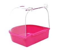 KSJOAIDDE Bird Bath Box Reusable Caged Parrot Bathing Tub for Budgie Budgerigar Canary Pink 13.5x14x13 cm