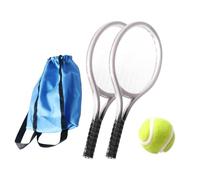 KSJOAIDDE Mini Tennis Racket and Ball Set Crafts Cake Topper 1:12 Miniature Tennis Kit Silvery 9x4 cm