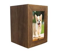 KSJOAIDDE Pet Cremation Urn for Dogs Cats Ashes Photo Frame Casket Memorial Keepsake Brown 16x16x22 cm