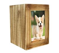 KSJOAIDDE Pet Cremation Urn for Dogs Cats Ashes Photo Frame Casket Memorial Keepsake Wood 16x16x22 cm